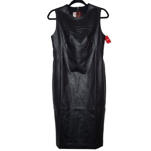 Spanx Leather-Like Sleeveless Sheath Dress Luxe Black 20392R Small NWT